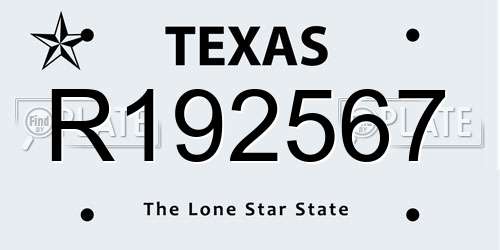 R192567 Texas License Plate