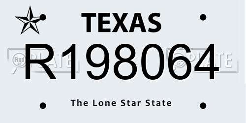 R198064 Texas License Plate