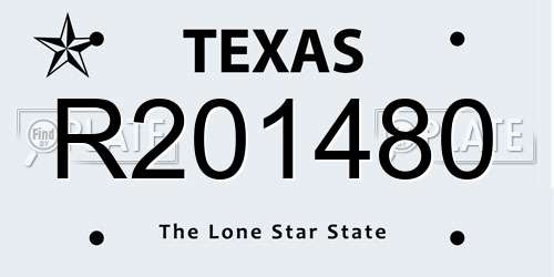 R201480 Texas License Plate