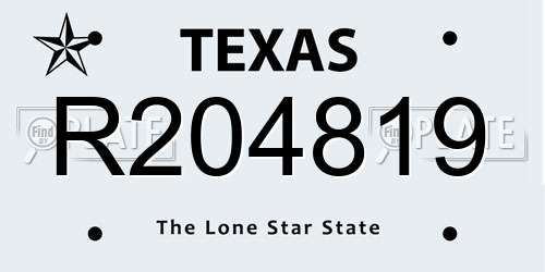 R204819 Texas License Plate