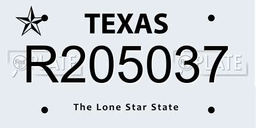 R205037 Texas License Plate