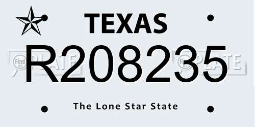 R208235 Texas License Plate