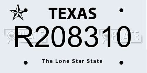 R208310 Texas License Plate
