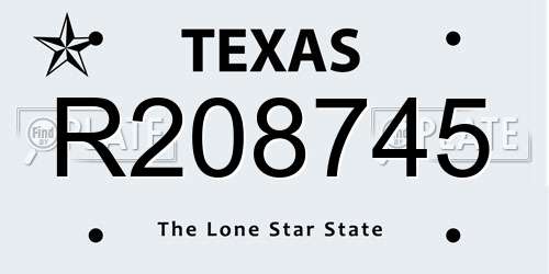 R208745 Texas License Plate