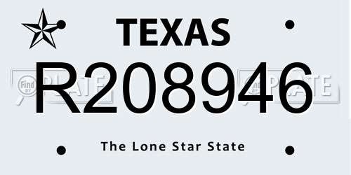 R208946 Texas License Plate