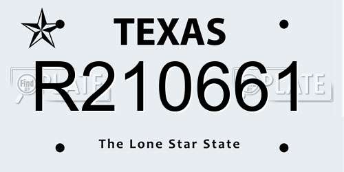 R210661 Texas License Plate