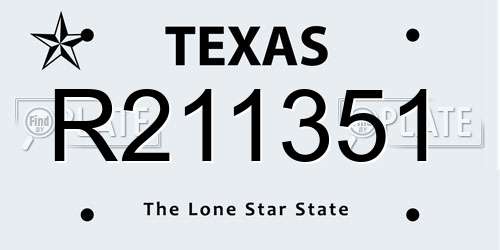 R211351 Texas License Plate