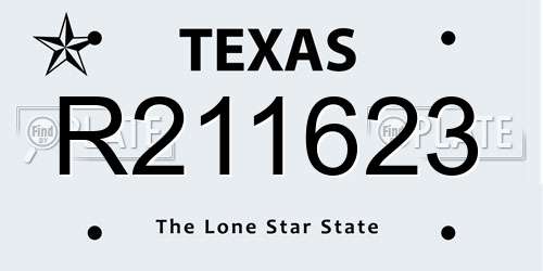 R211623 Texas License Plate