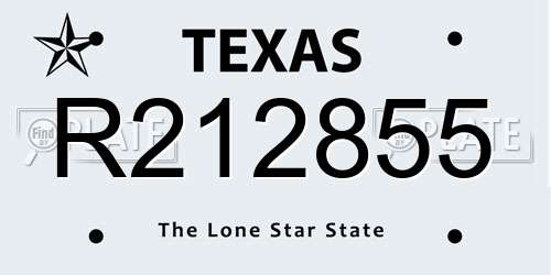 R212855 Texas License Plate