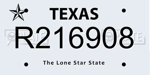R216908 Texas License Plate