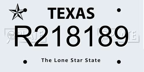 R218189 Texas License Plate