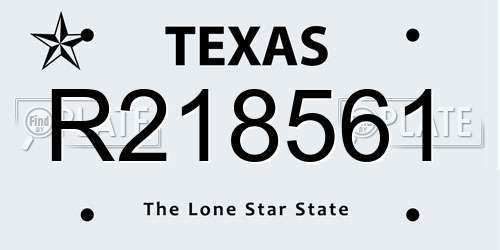 R218561 Texas License Plate