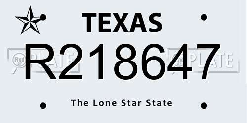 R218647 Texas License Plate