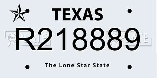 R218889 Texas License Plate