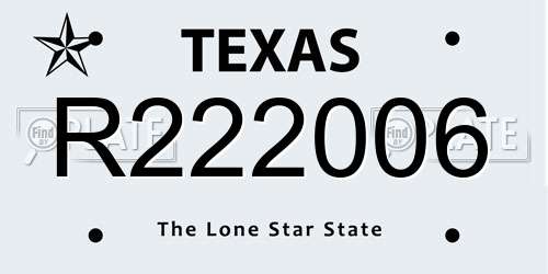 R222006 Texas License Plate