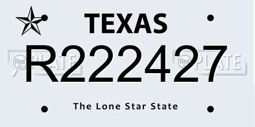 R222427 Texas License Plate