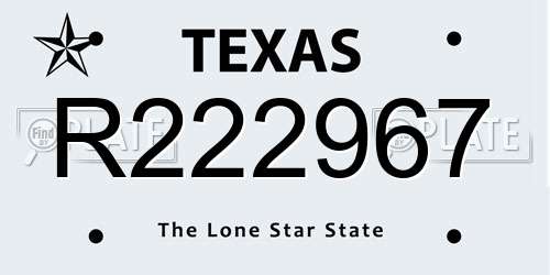 R222967 Texas License Plate