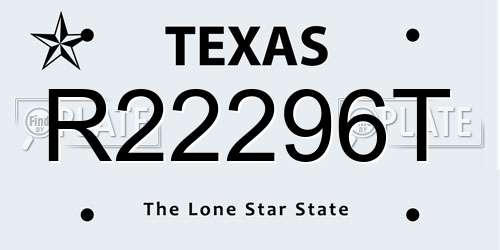 R22296T Texas License Plate