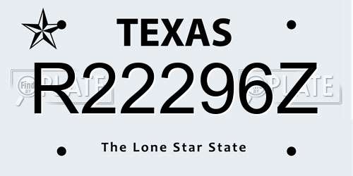 R22296Z Texas License Plate