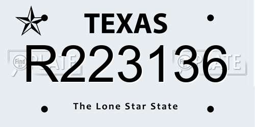 R223136 Texas License Plate