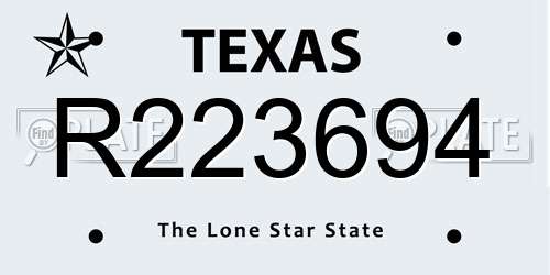 R223694 Texas License Plate