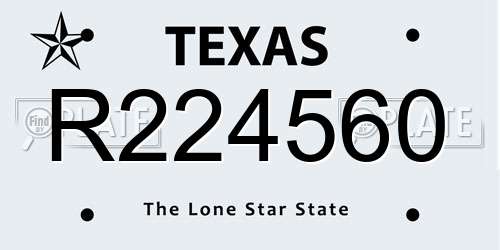 R224560 Texas License Plate