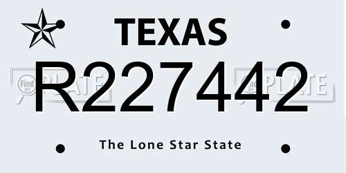 R227442 Texas License Plate
