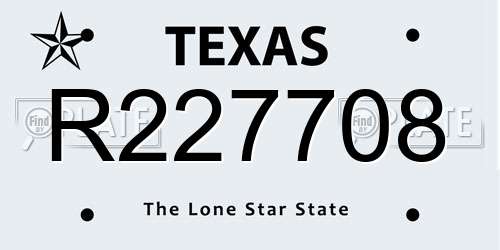R227708 Texas License Plate