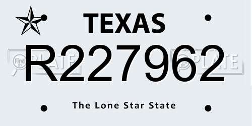 R227962 Texas License Plate