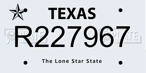 R227967 Texas License Plate