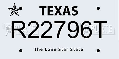 R22796T Texas License Plate