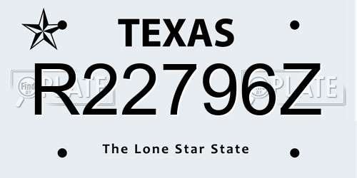 R22796Z Texas License Plate