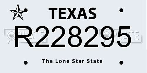 R228295 Texas License Plate