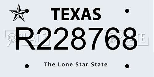 R228768 Texas License Plate