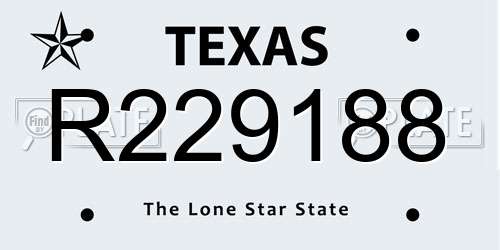 R229188 Texas License Plate
