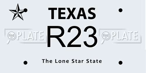 R23 Texas License Plate