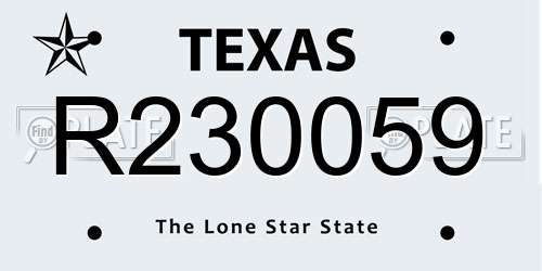 R230059 Texas License Plate