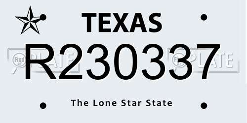 R230337 Texas License Plate