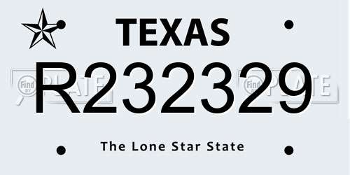 R232329 Texas License Plate