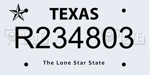 R234803 Texas License Plate