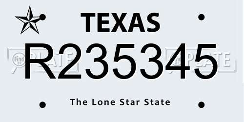 R235345 Texas License Plate