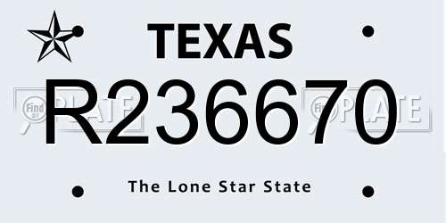 R236670 Texas License Plate