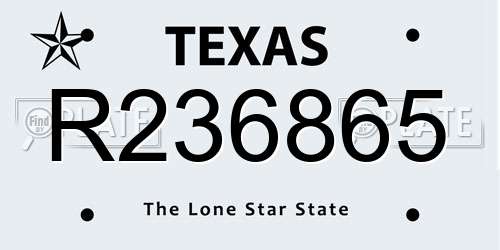 R236865 Texas License Plate
