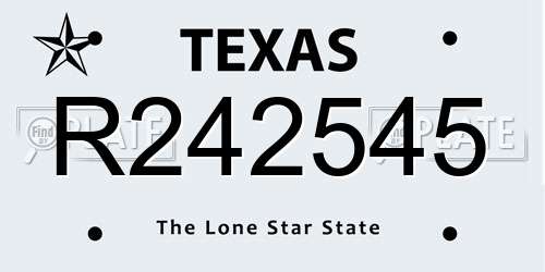 R242545 Texas License Plate