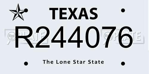 R244076 Texas License Plate