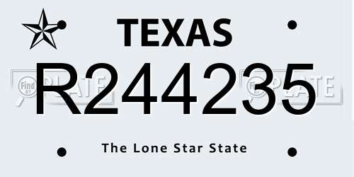 R244235 Texas License Plate