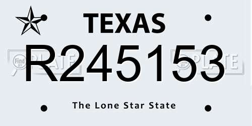R245153 Texas License Plate