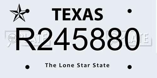 R245880 Texas License Plate