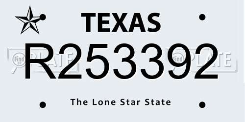 R253392 Texas License Plate