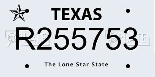 R255753 Texas License Plate